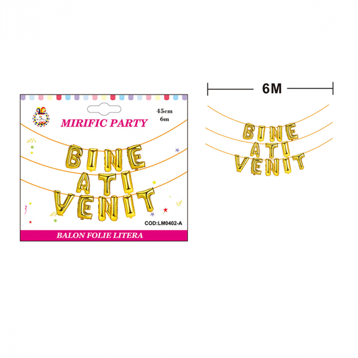 Set aranjament 12 baloane din folie  ' Bine ati venit ' 6 m x 45 cm LM0402-A [2]