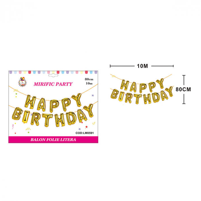 Set aranjament 13 baloane din folie ' Happy birthday ' 10 m x 80 cm LM0591 [2]