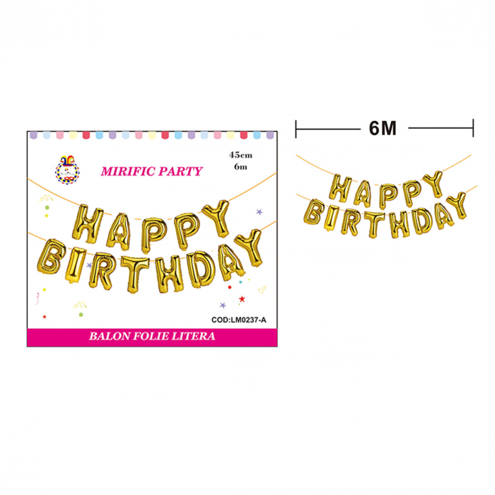 Set aranjament 13 baloane din folie ' Happy birthday ' 6 m x 45 cm LM0237-A [2]