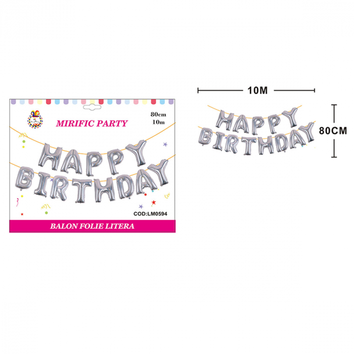 Set aranjament 13 baloane din folie ' Happy birthday ' 10 m x 80 cm LM0594 [2]