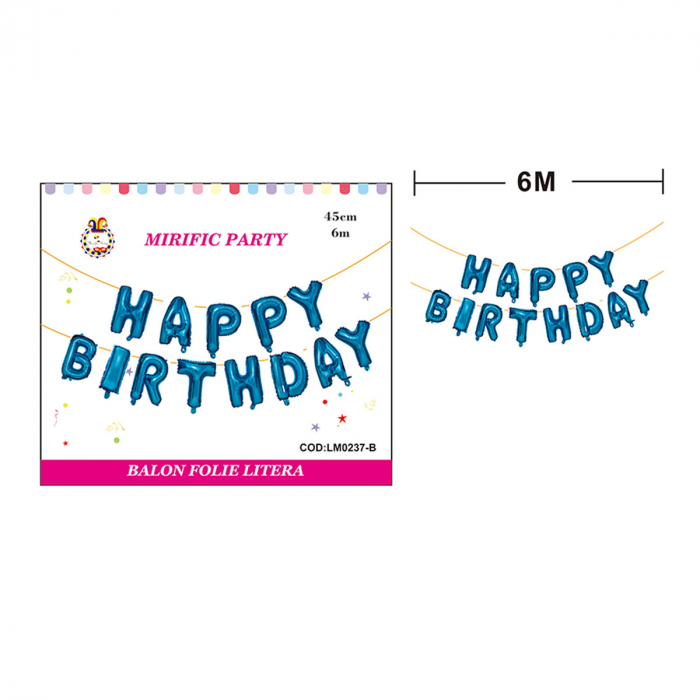 Set aranjament 13 baloane din folie ' Happy birthday ' 6 m x 45 cm LM0237-B [2]