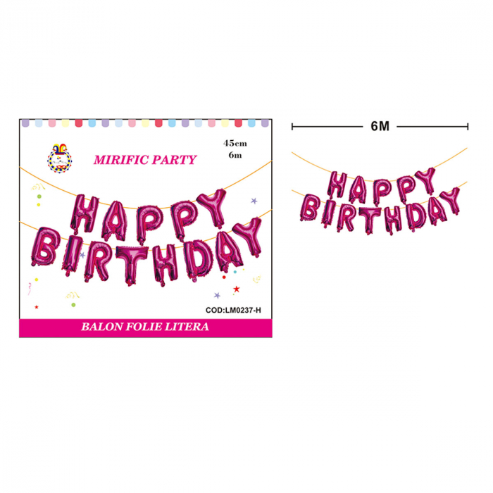 Set aranjament 13 baloane din folie ' Happy birthday ' 6 m x 45 cm LM0237-H [2]