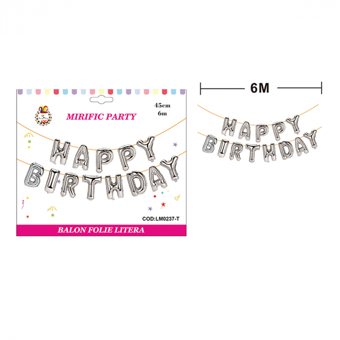 Set aranjament 13 baloane din folie ' Happy birthday ' 6 m x 45 cm LM0237-T [2]