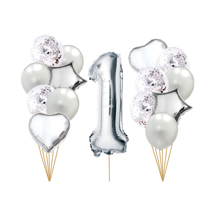 Set aranjament 15 baloane cu confetti cifra ' 1 ' 80 cm TZ5239 [1]