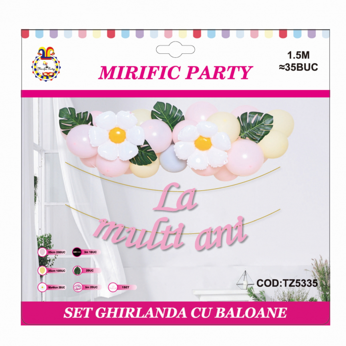 Set aranjament ghirlanda baloane 35 piese ' La multi ani ' 1.5 m TZ5335 [2]