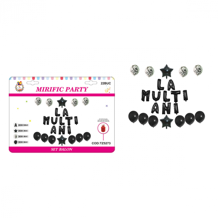 Set aranjament 22 baloane cu confetti ' La multi ani ' 45 cm TZ5273 [2]