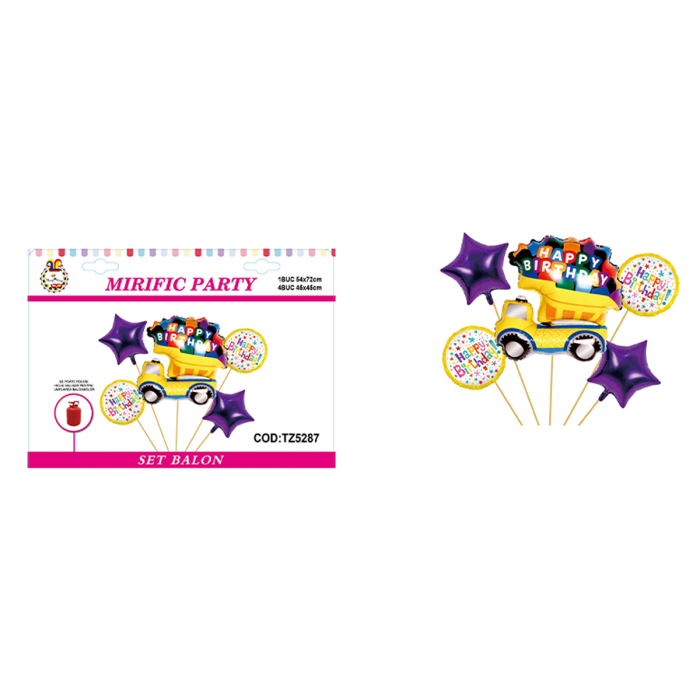Set aranjament 5 baloane din folie ' Camion happy birthday ' 54 x 72 cm TZ5287 [2]