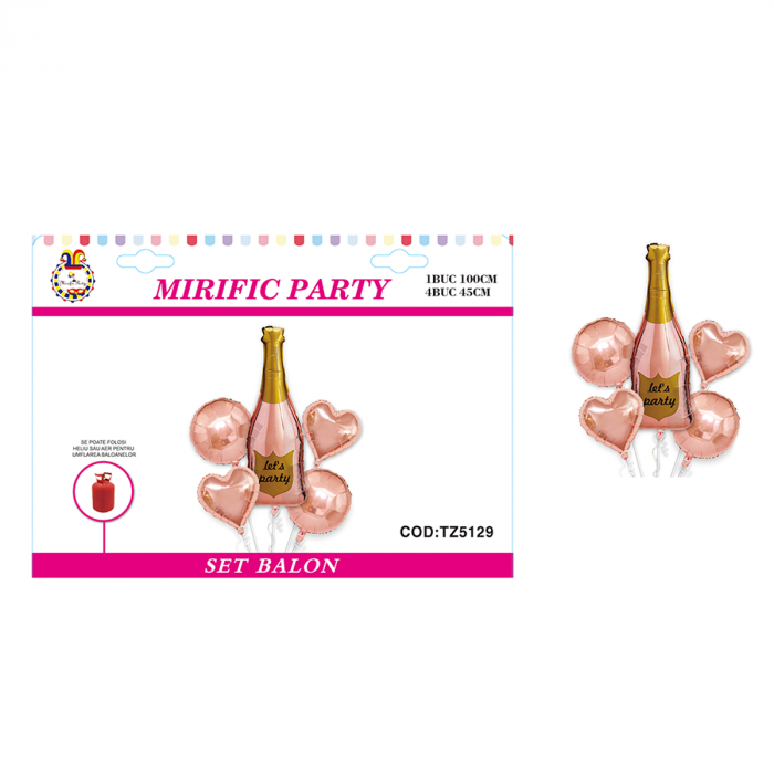 Set aranjament 5 baloane din folie ' Sticla sampanie ' 100 cm TZ5129 [2]