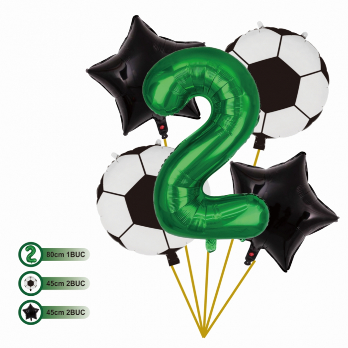 Set aranjament 5 baloane folie si latex cu tematica Fotbal 80 cm TZ5378 [2]