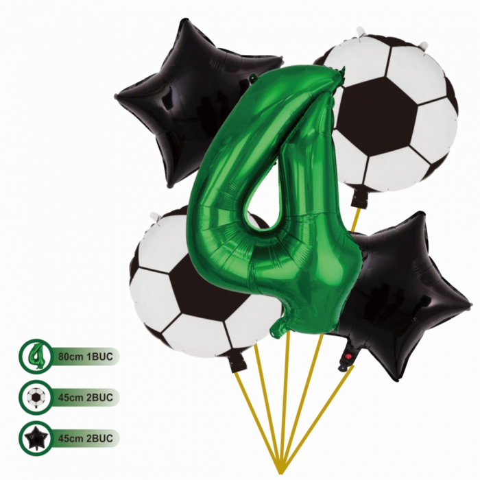 Set aranjament 5 baloane folie si latex cu tematica Fotbal 80 cm TZ5378 [2]