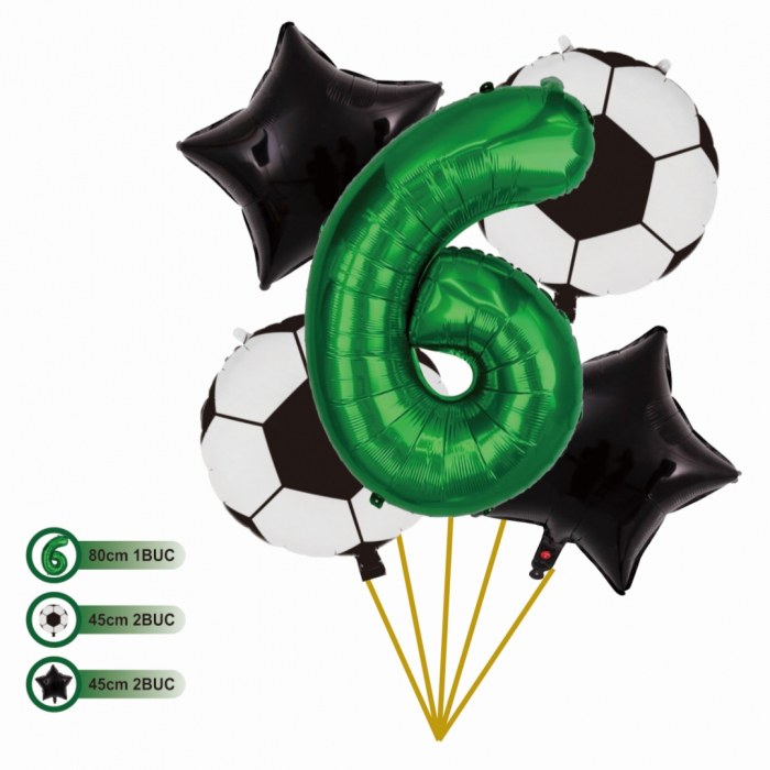 Set aranjament 5 baloane folie si latex cu tematica Fotbal 80 cm TZ5378 [2]