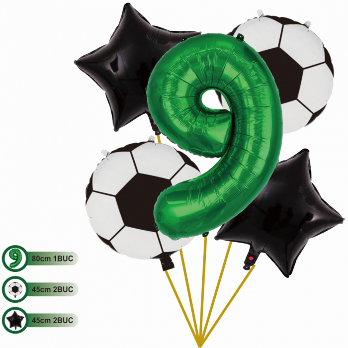 Set aranjament 5 baloane folie si latex cu tematica Fotbal 80 cm TZ5378 [2]