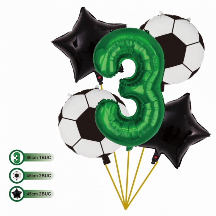 Set aranjament 5 baloane folie si latex cu tematica Fotbal 80 cm TZ5378 [2]