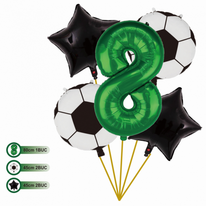 Set aranjament 5 baloane folie si latex cu tematica Fotbal 80 cm TZ5378 [2]