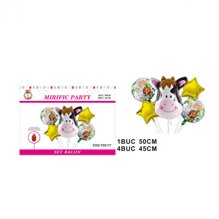 Set aranjament 5 baloane folie figurina cap vacuta 50 cm TZ5177 [2]
