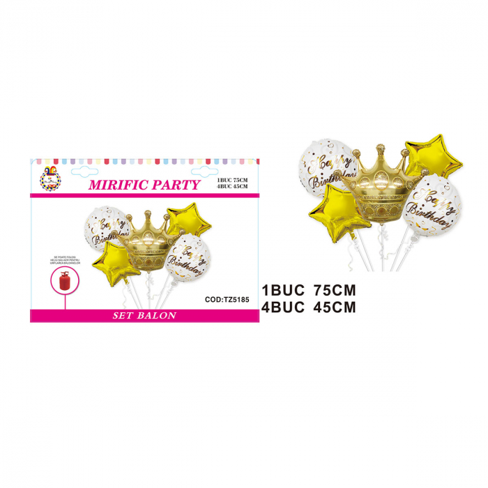 Set aranjament 5 baloane folie figurina coronita 75 cm TZ5185 [2]