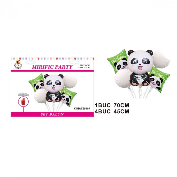 Set aranjament 5 baloane folie figurina ursulet panda 70 cm TZ5187 [2]