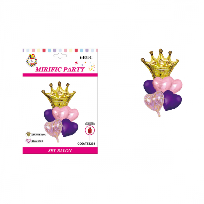 Set aranjament 6 baloane folie figurina coronita 75 x 70 cm TZ5234 [2]