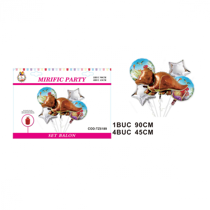 Set aranjament 5 baloane folie figurina dinozaur 90 cm TZ5189 [2]