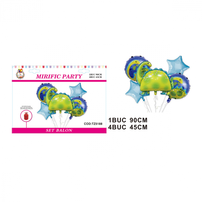 Set aranjament 5 baloane folie figurina dinozaur 90 cm TZ5188 [2]