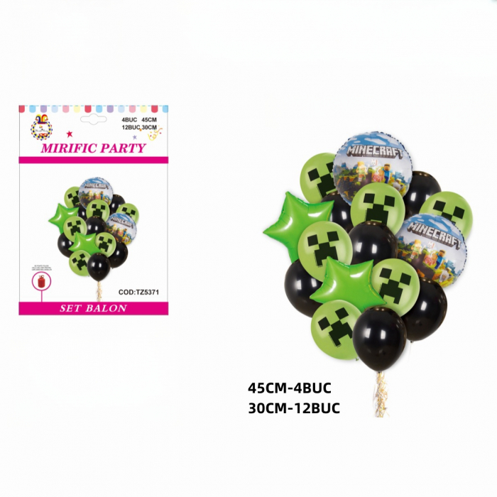 Set aranjament 16 baloane tematice folie si latex ' Joc Minecraft ' 45 cm TZ5371 [2]