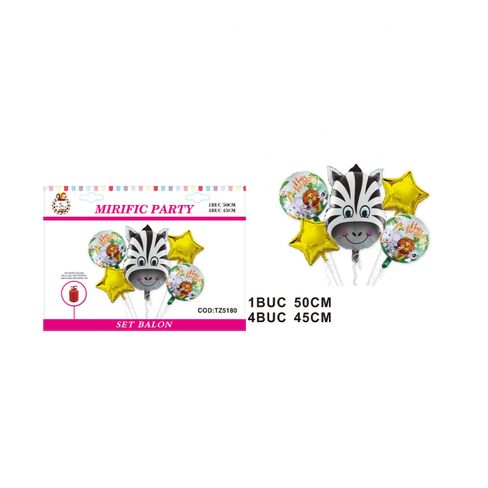 Set aranjament 5 baloane folie tematica jungla - zebra 50 cm TZ5180 [2]
