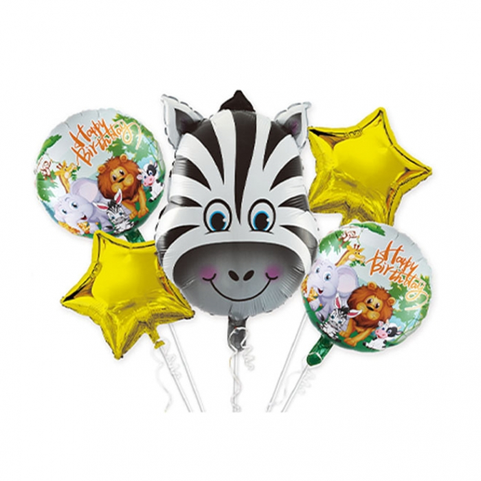 Set aranjament 5 baloane folie tematica jungla - zebra 50 cm TZ5180 [1]