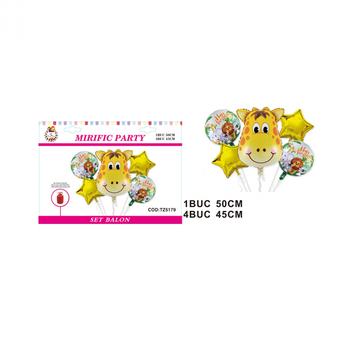 Set aranjament 5 baloane folie tematica jungla - girafa 50 cm TZ5179 [2]