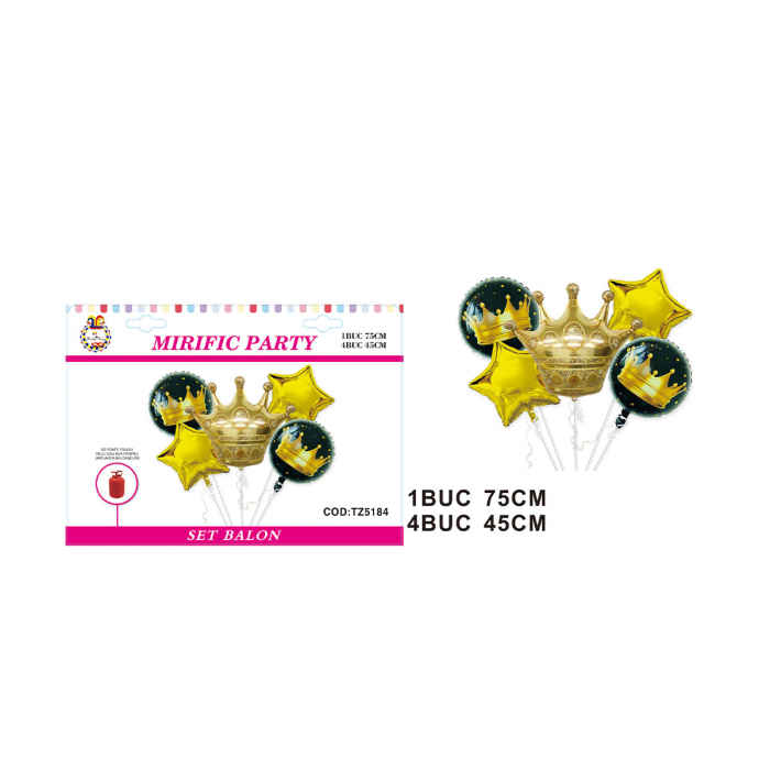 Set aranjament 5 baloane folie figurina coronita 75 cm TZ5184 [2]