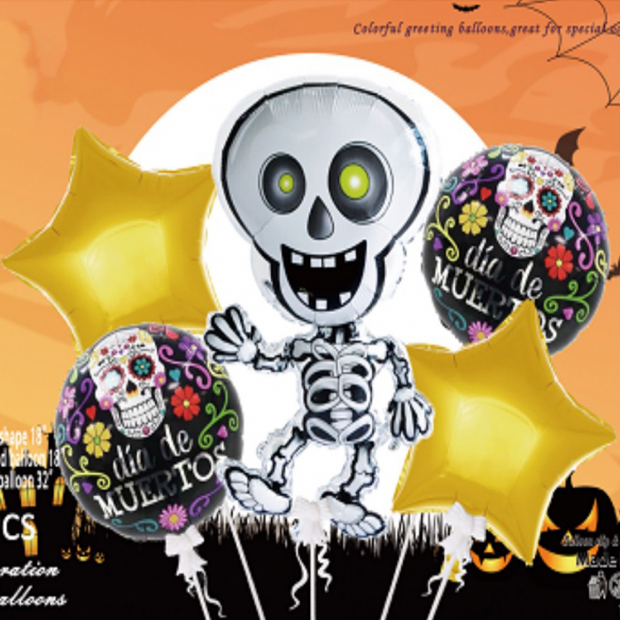 Set aranjament 5 baloane pentru Halloween ' Schelet haios ' 81 cm LY-2439-13 [2]