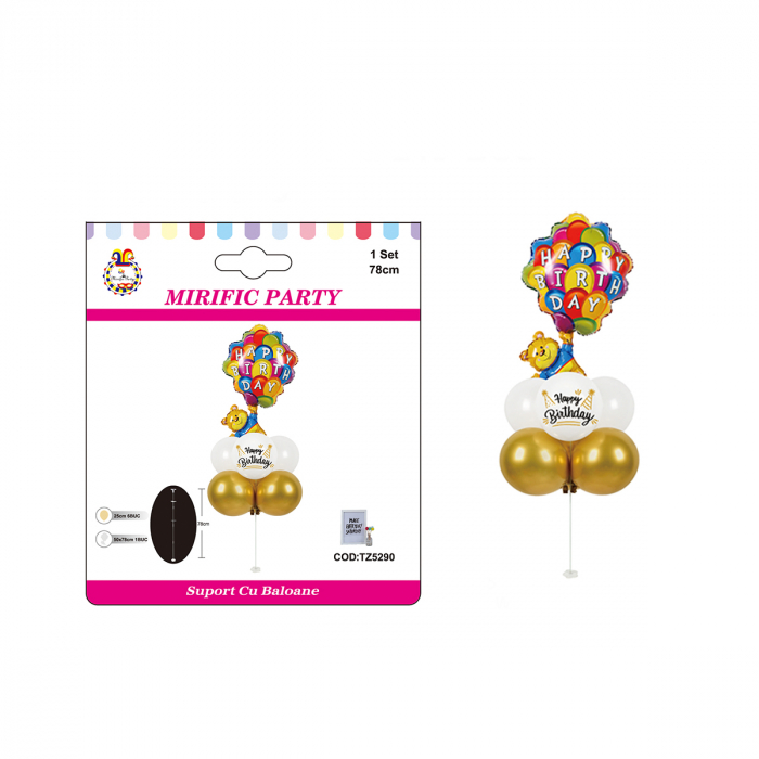 Set aranjament 7 baloane figurina ursulet ' Happy Birthday ' 78 cm TZ5290 [2]