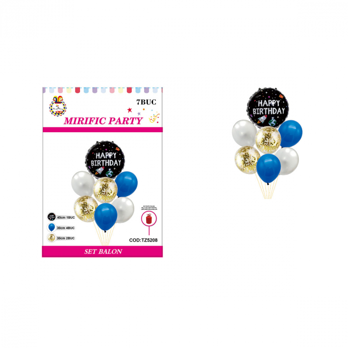 Set aranjament 7 baloane cu confetti ' Happy Birthday ' 45 cm TZ5208 [2]