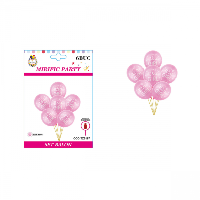 Set aranjament 6 baloane latex ' It's a girl ' 30 cm TZ5197 [2]