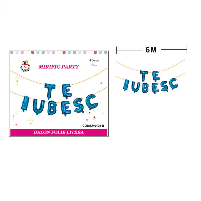 Set aranjament 8 baloane din folie ' Te iubesc ' 6 m x 45 cm LM0409-B [2]