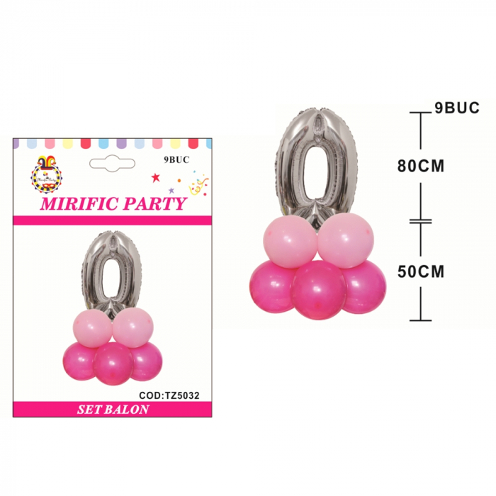 Set aranjament 9 baloane cifra ' 0 ' 80 cm TZ5032 [2]