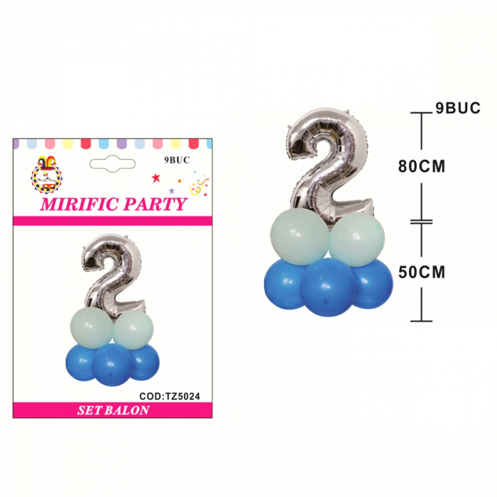 Set aranjament 9 baloane cifra ' 2 ' 80 cm TZ5024 [2]