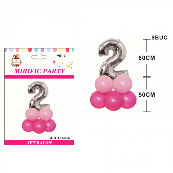 Set aranjament 9 baloane cifra ' 2 ' 80 cm TZ5034 [2]