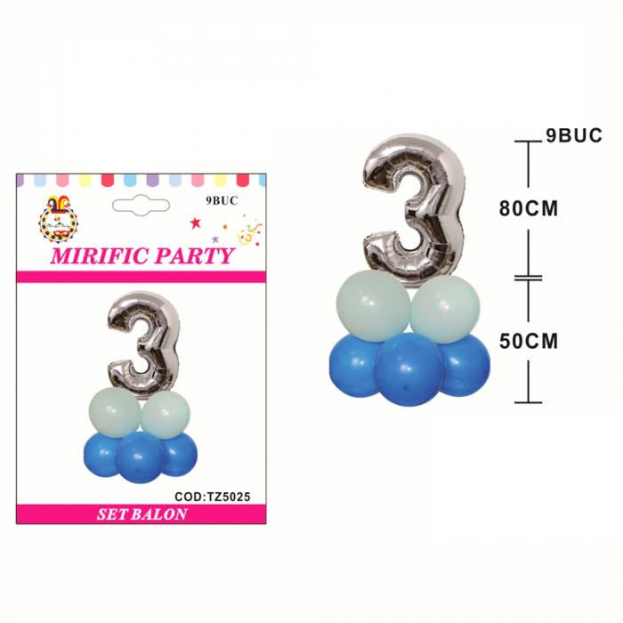 Set aranjament 9 baloane cifra ' 3 ' 80 cm TZ5025 [2]