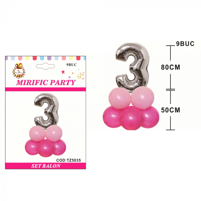Set aranjament 9 baloane cifra ' 3 ' 80 cm TZ5035 [2]