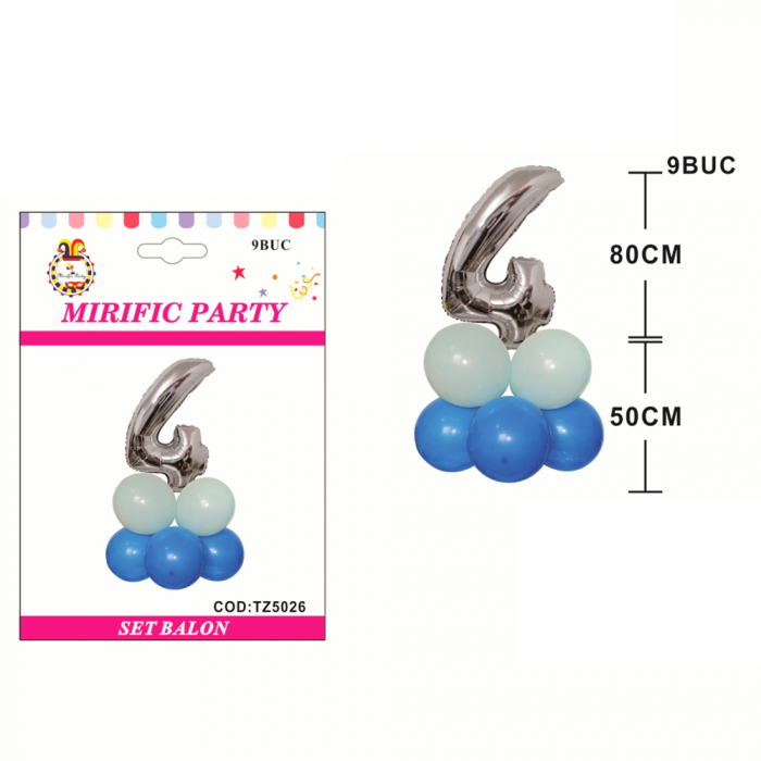 Set aranjament 9 baloane cifra ' 4 ' 80 cm TZ5026 [2]