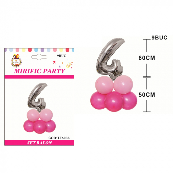 Set aranjament 9 baloane cifra ' 4 ' 80 cm TZ5036 [2]