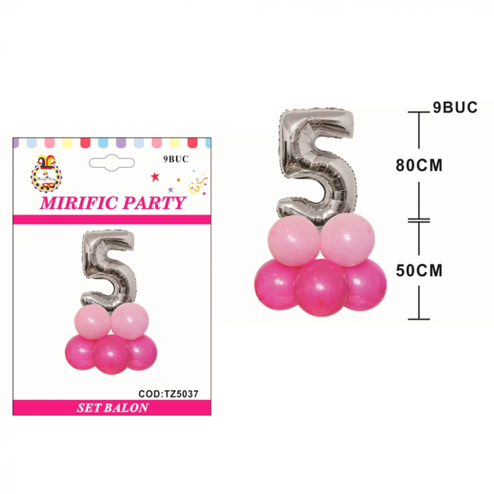 Set aranjament 9 baloane cifra ' 5 ' 80 cm TZ5037 [2]