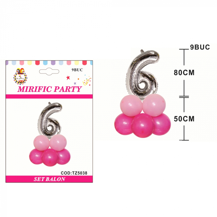 Set aranjament 9 baloane cifra ' 6 ' 80 cm TZ5038 [2]