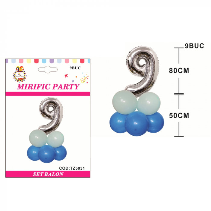 Set aranjament 9 baloane cifra ' 9 ' 80 cm TZ5031 [2]