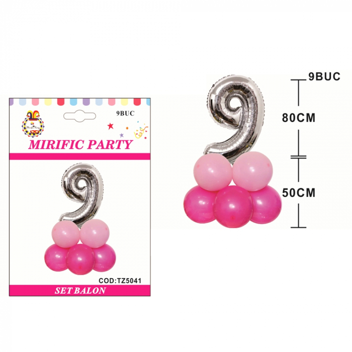 Set aranjament 9 baloane cifra ' 9 ' 80 cm TZ5041 [2]