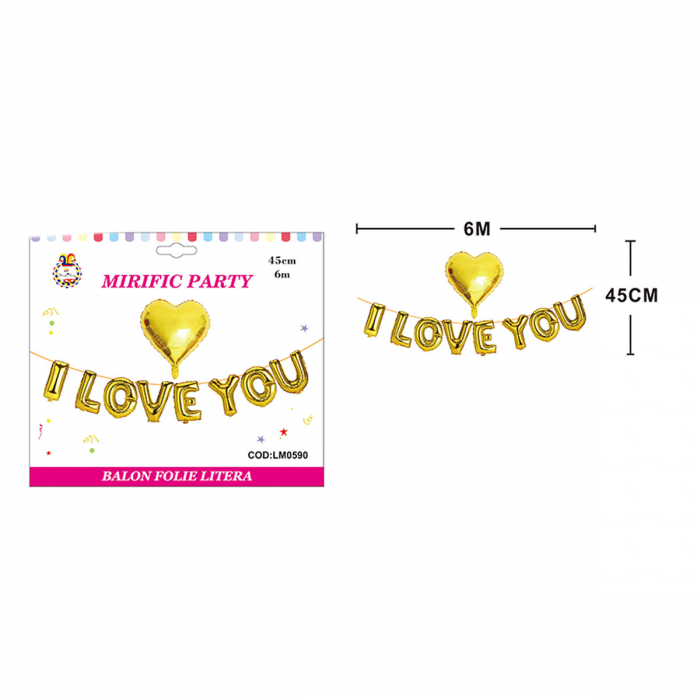 Set aranjament 9 baloane din folie ' I love you ' 6 m x 45 cm LM0590 [2]