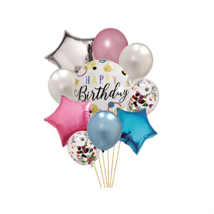 Set 10 baloane aniversare cu confetti ' Happy Birthday ' TZ5150 [1]