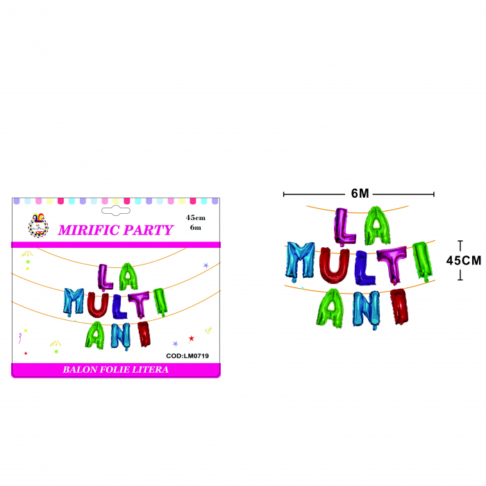 Set aranjament baloane 10 litere ' La multi ani ' 6 m x 45 cm LM0719 [2]