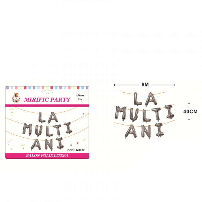 Set aranjament baloane 10 litere ' La multi ani ' 6 m x 40 cm LM0737 [2]
