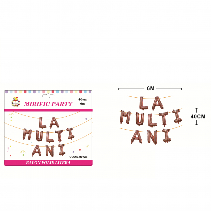 Set aranjament baloane 10 litere ' La multi ani ' 6 m x 40 cm LM0738 [2]
